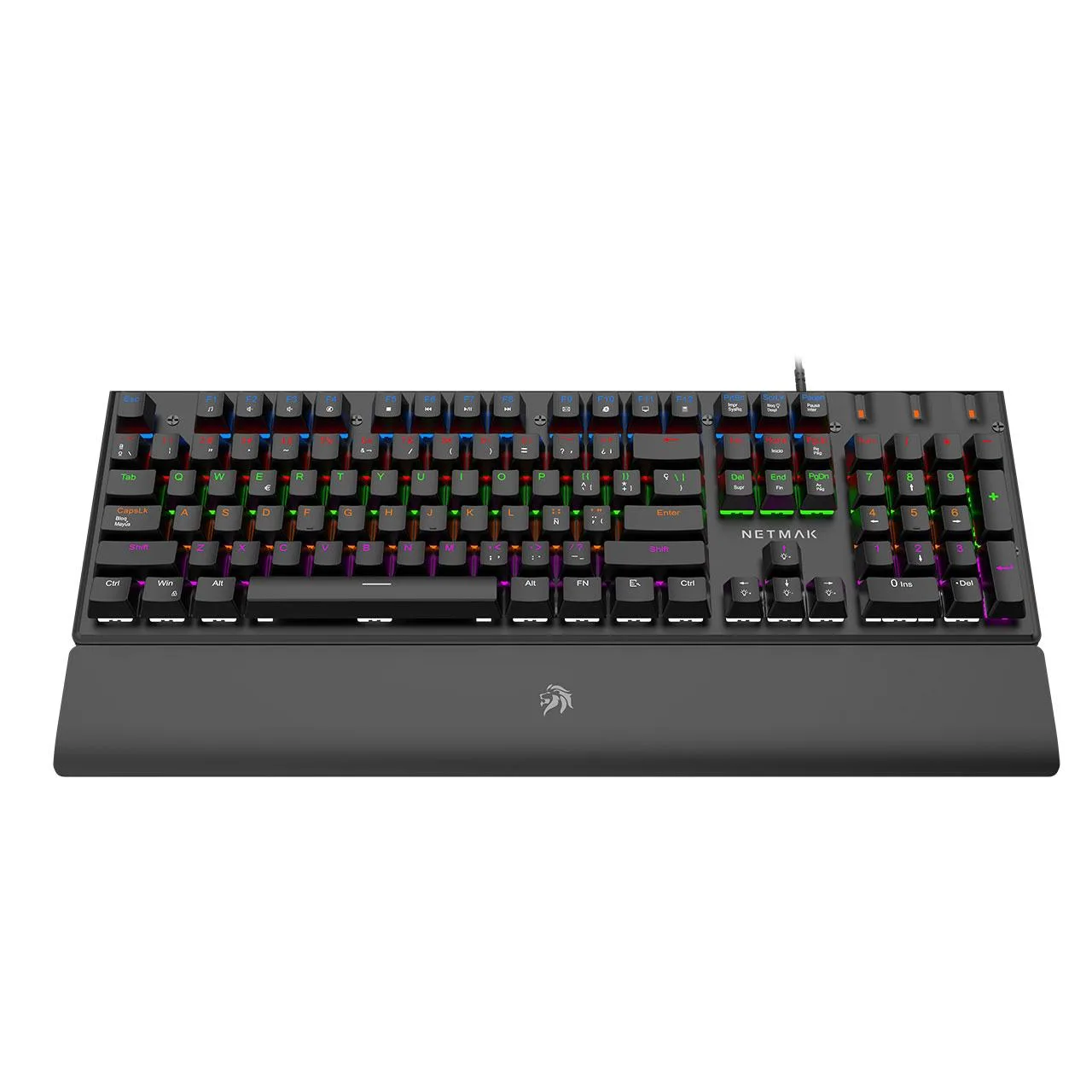 NETMAK TECLADO GAMER MECANICO RETROILUMINADO USB + APOYA MUÑECA NM-LEGEND