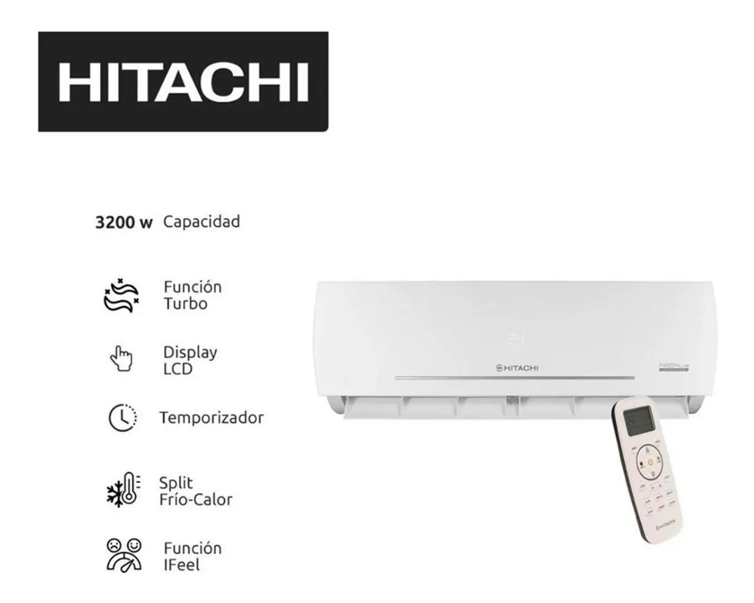 Aire Acondicionado INVERTER Hitachi 3200W Frio/Calor