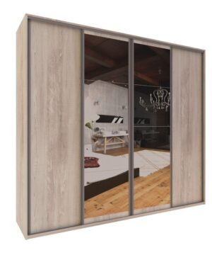 Ropero Reflex Delos 4 Puertas Corredizas con Espejos Pino Cascina