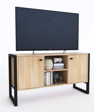Rack Steel Delos TV 42″ 2 Puertas Roble Nebraska Natural