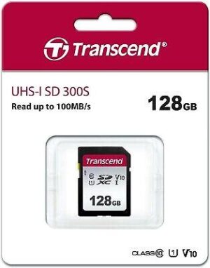Tarjeta de Memoria SD Transcend 128GB C10 V10 UHS-I SD 300S
